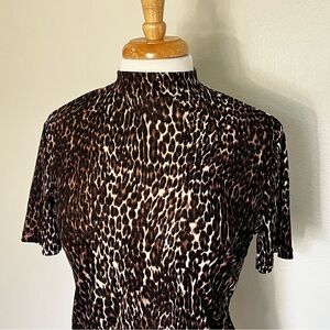 Zara Brown Leopard Print Short Sleeve Top